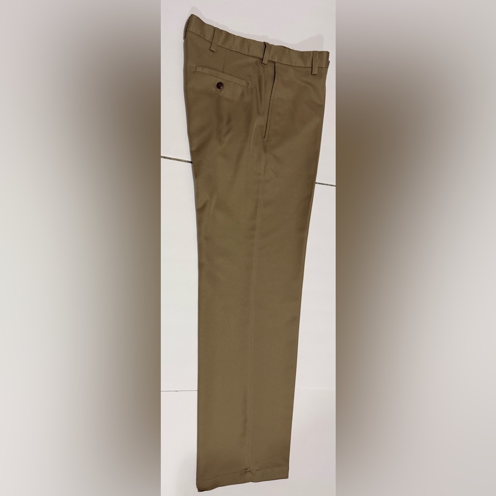 Haggar 32x30 Brown Comfort Expandable Stretched Elastic Waist Men Dress Pants